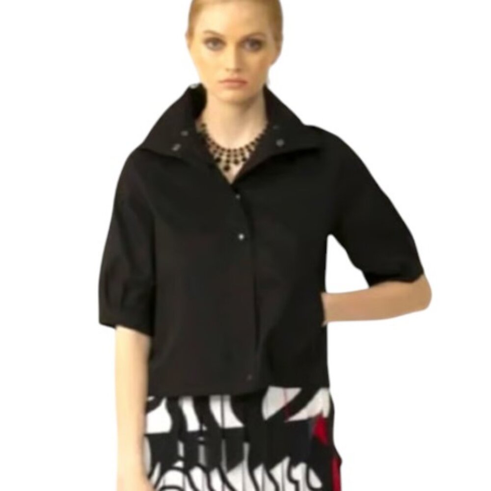 Samuel Dong women's black cropped short puff sleeves jacket size S